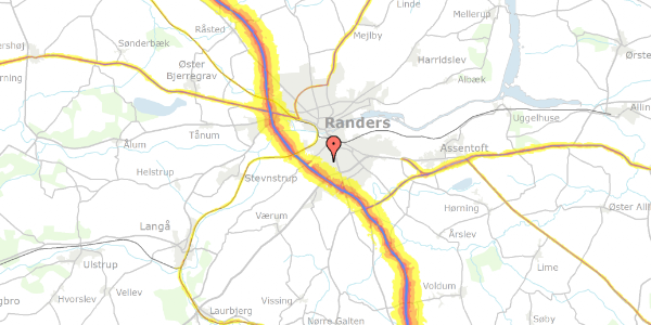 Trafikstøjkort på Horsensvej 3, 8940 Randers SV