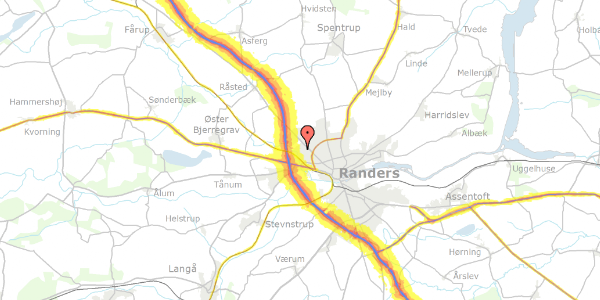 Trafikstøjkort på Hybenvej 26, 8920 Randers NV