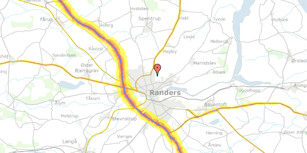 Trafikstøjkort på Hyldevej 14, 8930 Randers NØ