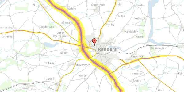 Trafikstøjkort på Højgade 10, 8920 Randers NV