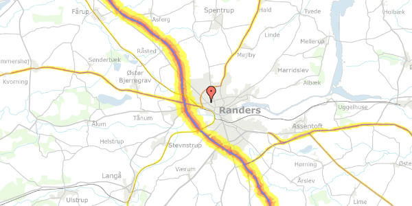 Trafikstøjkort på Højgade 11, st. , 8920 Randers NV