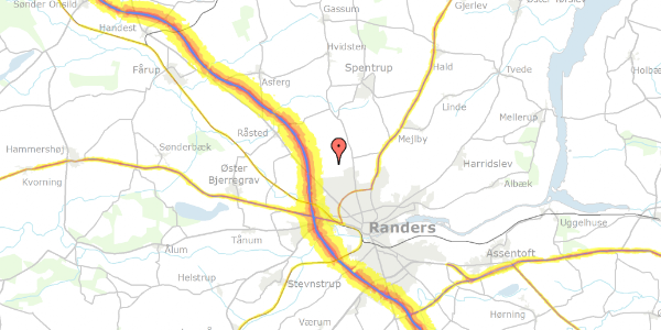 Trafikstøjkort på Højmarksvej 55, 8920 Randers NV