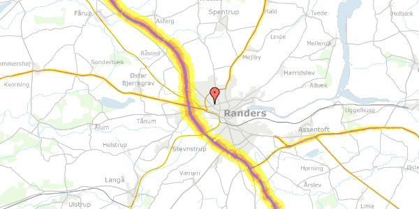 Trafikstøjkort på Højvangsvej 7, 8920 Randers NV