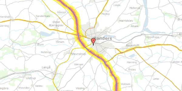 Trafikstøjkort på Høvejen 29, 8940 Randers SV