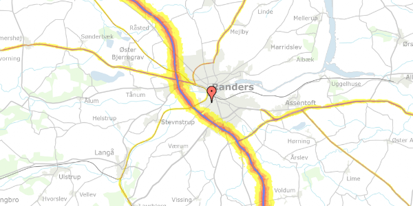 Trafikstøjkort på Høvejen 37, 8940 Randers SV