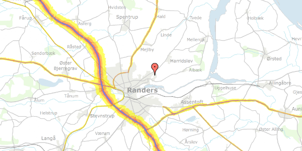 Trafikstøjkort på Jadedalen 36, 8930 Randers NØ