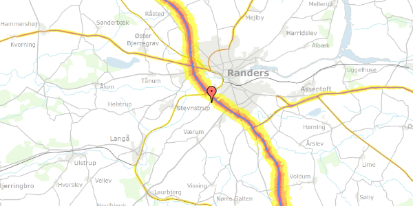 Trafikstøjkort på Kallehavevej 52, 8940 Randers SV