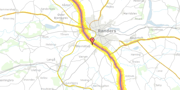 Trafikstøjkort på Kallehavevej 69, 8940 Randers SV