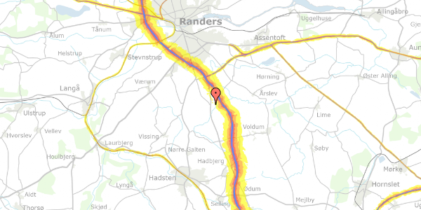 Trafikstøjkort på Karlsbergvej 107, 8940 Randers SV