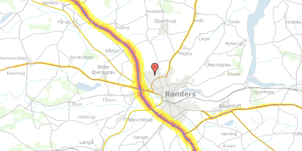 Trafikstøjkort på Karsevangen 5, 8920 Randers NV