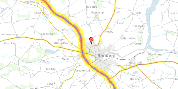 Trafikstøjkort på Karsevangen 8, 8920 Randers NV