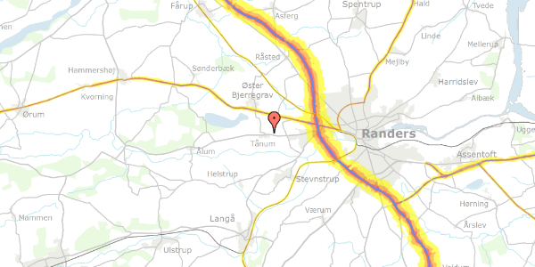 Trafikstøjkort på Klørupvej 11, 8920 Randers NV