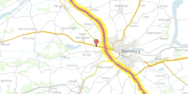 Trafikstøjkort på Klørupvej 55, 8920 Randers NV