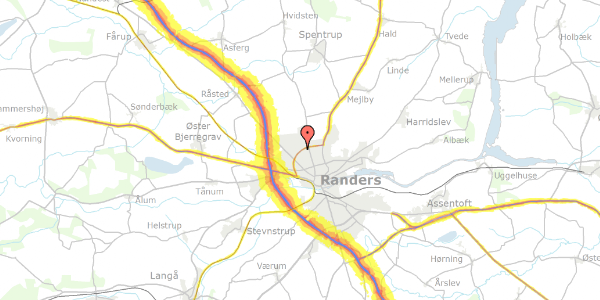 Trafikstøjkort på Kløvervangen 5, 8920 Randers NV