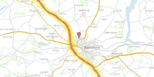 Trafikstøjkort på Kornagervej 5, 8920 Randers NV