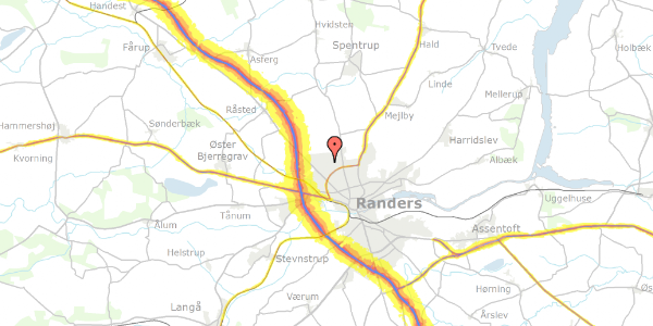 Trafikstøjkort på Kornagervej 10, 8920 Randers NV