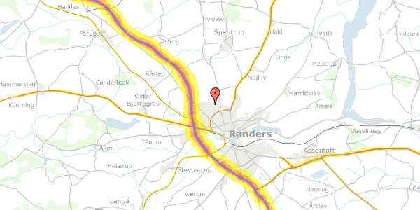 Trafikstøjkort på Kornagervej 39, 8920 Randers NV