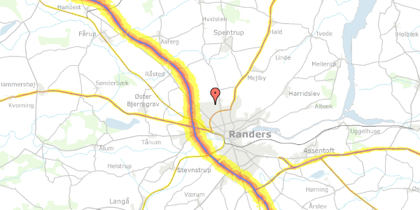 Trafikstøjkort på Kornagervej 43, 8920 Randers NV