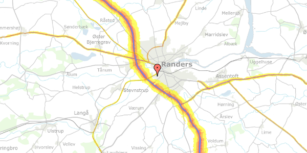 Trafikstøjkort på Kærgade 94A, 8940 Randers SV