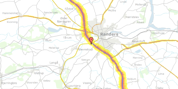 Trafikstøjkort på Kærgade 176, 8940 Randers SV