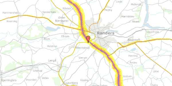 Trafikstøjkort på Kærgade 178, 8940 Randers SV