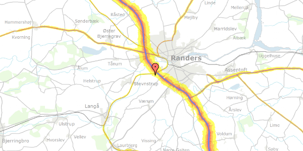 Trafikstøjkort på Kærgade 180, 8940 Randers SV