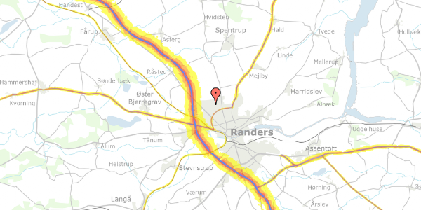 Trafikstøjkort på Kørvelvangen 8, 8920 Randers NV