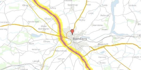 Trafikstøjkort på Langgade 12, 8920 Randers NV