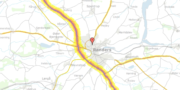 Trafikstøjkort på Langgade 22, 8920 Randers NV