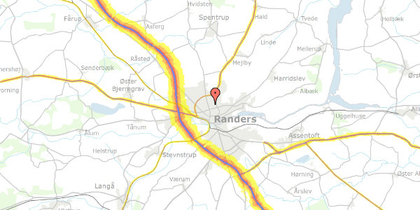Trafikstøjkort på Lervangen 22, 8930 Randers NØ