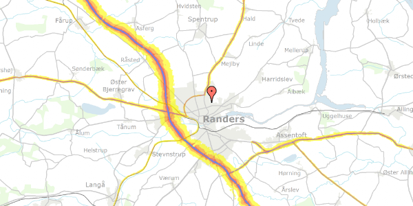 Trafikstøjkort på Lindevej 11, 8930 Randers NØ