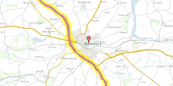 Trafikstøjkort på Lorentzgade 1A, kl. , 8900 Randers C