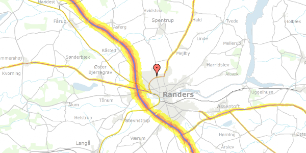 Trafikstøjkort på Lucernevej 42, 8920 Randers NV