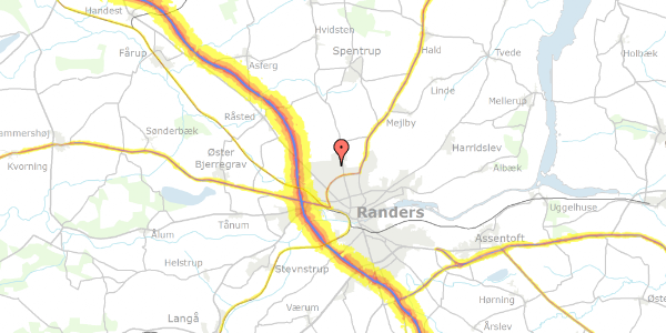 Trafikstøjkort på Majsvangen 10, 8920 Randers NV