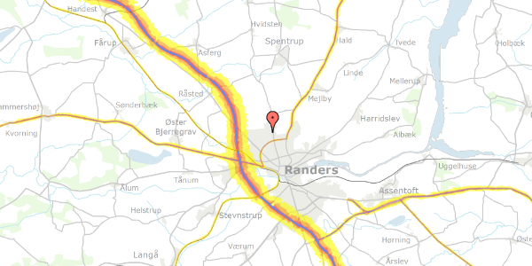 Trafikstøjkort på Majsvangen 15, 8920 Randers NV