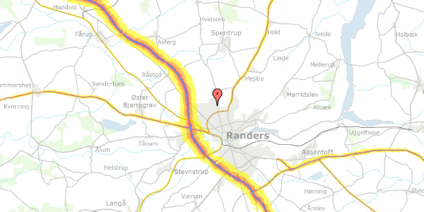 Trafikstøjkort på Majsvangen 23, 8920 Randers NV