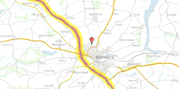 Trafikstøjkort på Majsvangen 39, 8920 Randers NV