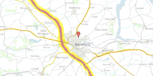 Trafikstøjkort på Marienborgvej 36, 8930 Randers NØ