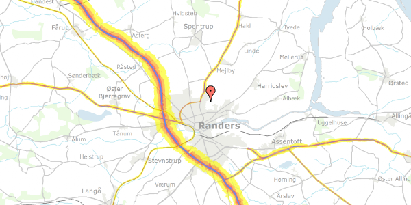 Trafikstøjkort på Marienborgvej 122, 8930 Randers NØ