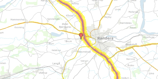 Trafikstøjkort på Natskyggevej 4, 8920 Randers NV