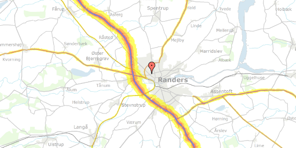 Trafikstøjkort på Nordgade 10, 8920 Randers NV