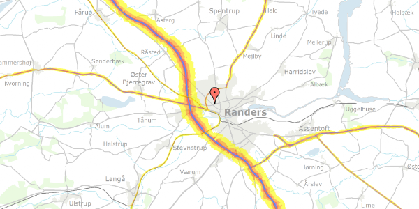 Trafikstøjkort på Nordgade 25, 8920 Randers NV