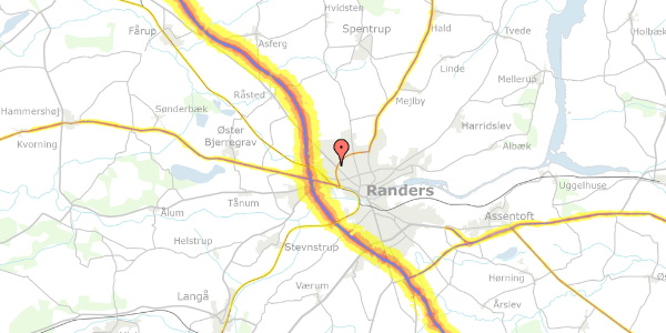 Trafikstøjkort på Nålemagervej 61, 8920 Randers NV