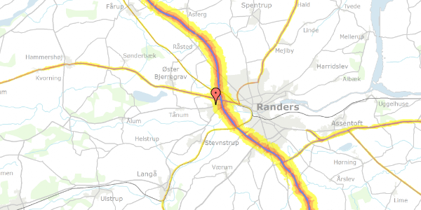 Trafikstøjkort på Overgaden 14, 8920 Randers NV