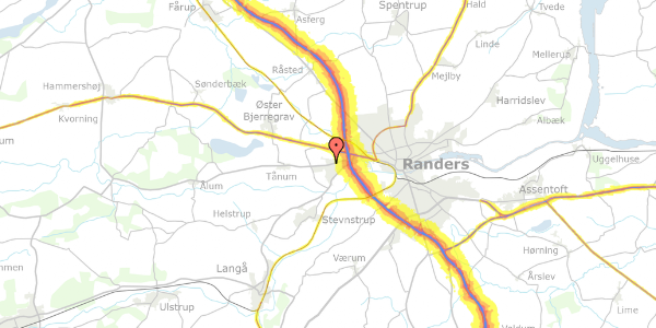 Trafikstøjkort på Overvænget 6B, 8920 Randers NV