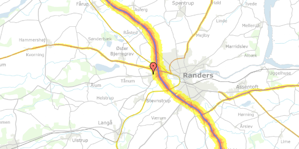 Trafikstøjkort på Overvænget 17, 8920 Randers NV