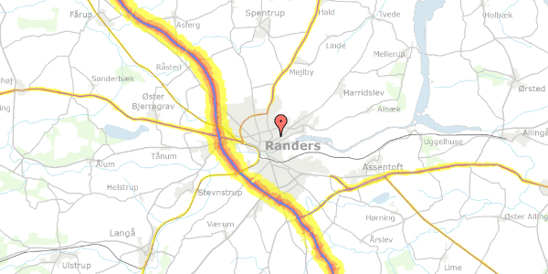 Trafikstøjkort på P. Knudsens Vej 4, 1. 30, 8930 Randers NØ