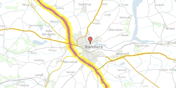 Trafikstøjkort på P. Knudsens Vej 6B, st. 10, 8930 Randers NØ