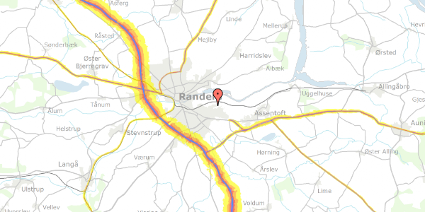 Trafikstøjkort på Palmelunden 12, 8960 Randers SØ