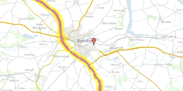 Trafikstøjkort på Palmelunden 29, 8960 Randers SØ